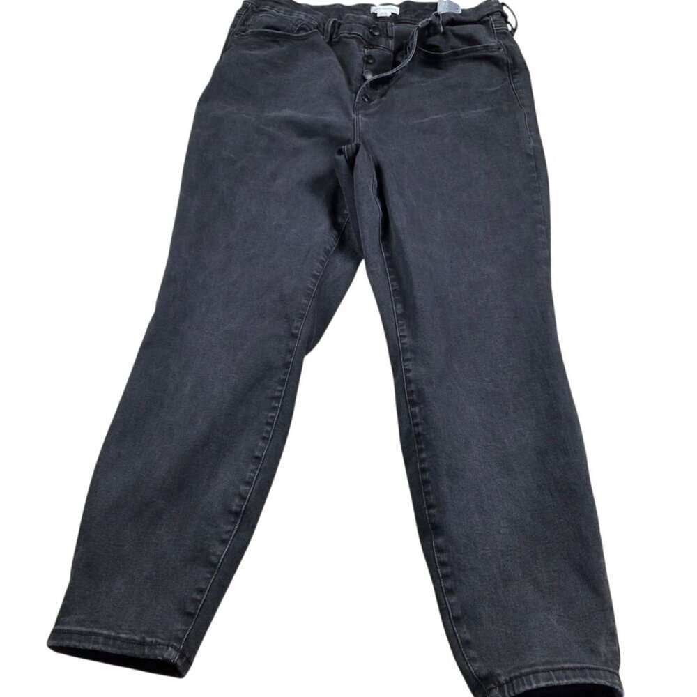 Good American Jeans Women’s 14-18 Faded Black Stretch Skinny Jeans